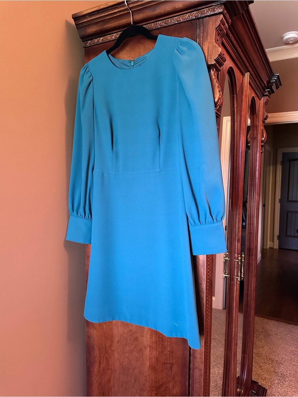 J. Crew Teal Long-Sleeve Shift Dress